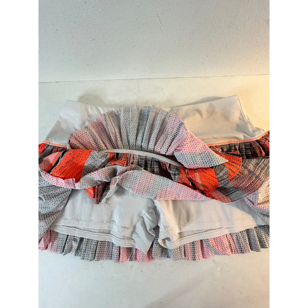 Lucky in Love‎ Tennis Skort Skirt Size L White Orange Grey Tiered Activewear